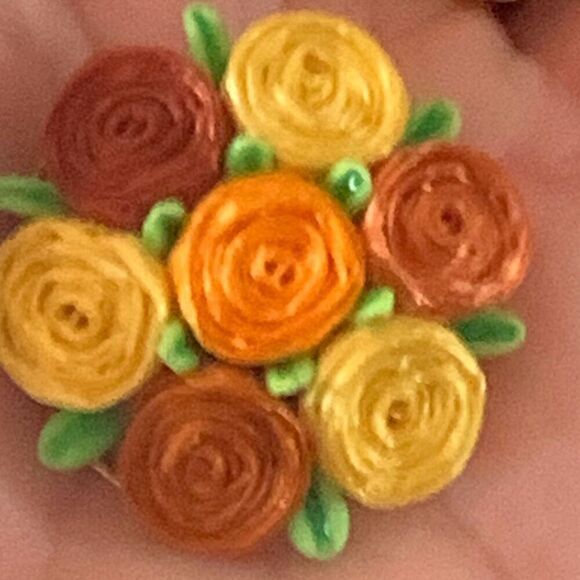 Vintage Signed West-Germany 50’s Floral Brooch Earrings Set - Picture 11 of 15